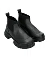 Ganni Round-headed Short Boots In Black