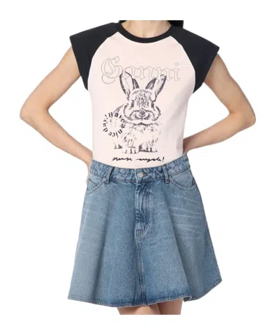 GANNI ROUND NECK SHORT SLEEVE T-SHIRT