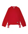Ganni Drawstring-hem Sweater In Red