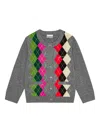 Ganni Women Grey Argyle-pattern Cardigan, L Luxury Sweaters & Knitwear For Women Darveys In Gray