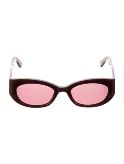 Pre-owned Ganni Round Tinted Sunglasses In Burgundy