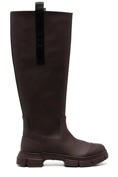 Ganni Burgundy Country Boots In 436 Burgundy