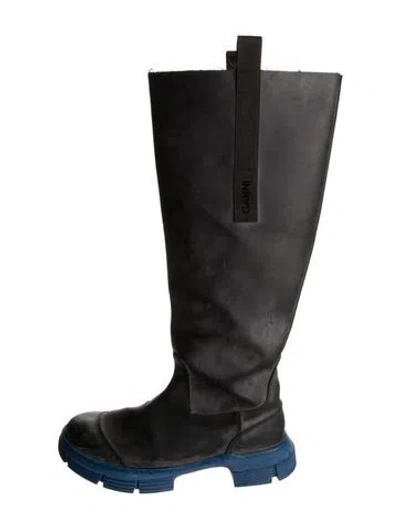 Pre-owned Ganni Rubber Boots In Black