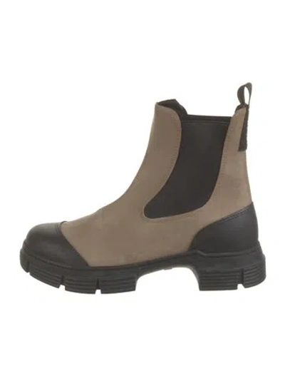 Pre-owned Ganni Rubber Boots In Brown