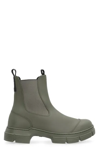 Ganni Rubber Boots In Green