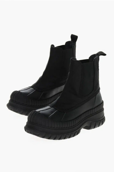 Ganni Rubber Chelsea Booties In Black