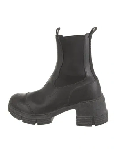 Pre-owned Ganni Rubber Chelsea Boots In Black