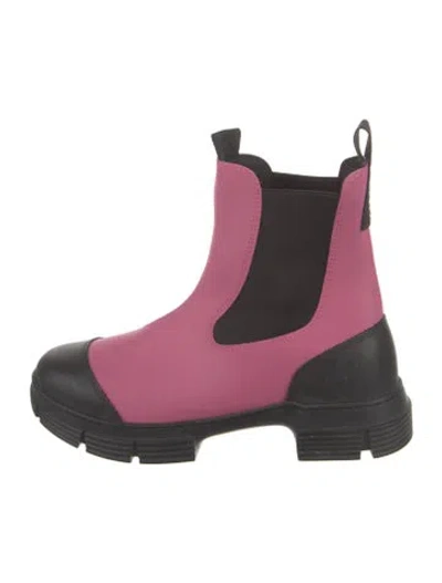 Pre-owned Ganni Rubber Chelsea Boots In Pink