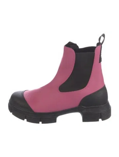 Pre-owned Ganni Rubber Chelsea Boots In Pink