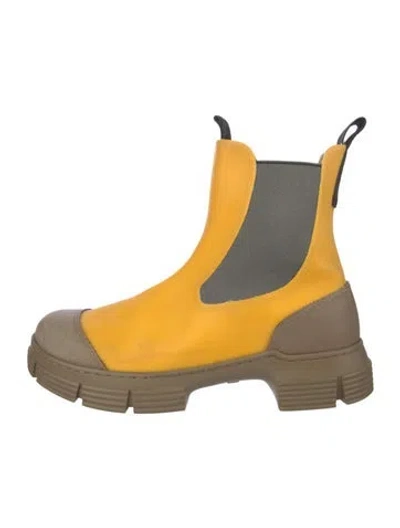 Pre-owned Ganni Rubber Colorblock Pattern Rain Boots In Multi