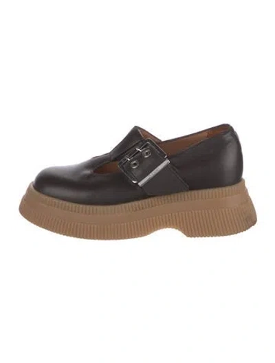 Pre-owned Ganni Rubber Mary Jane Flats In Black