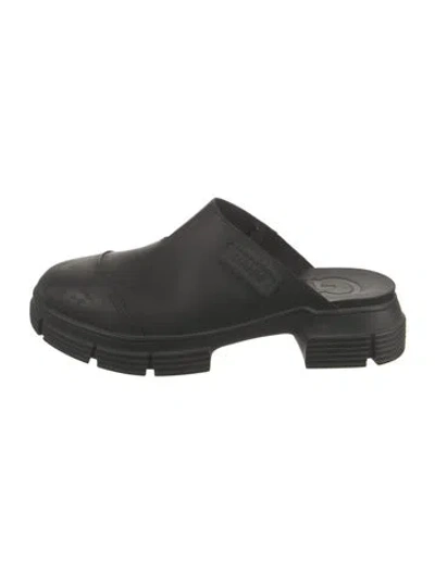 Pre-owned Ganni Rubber Mules In Black
