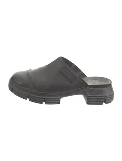 Pre-owned Ganni Rubber Mules In Black