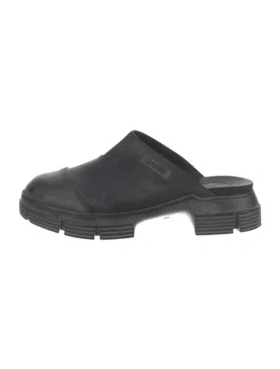 Pre-owned Ganni Rubber Mules In Black