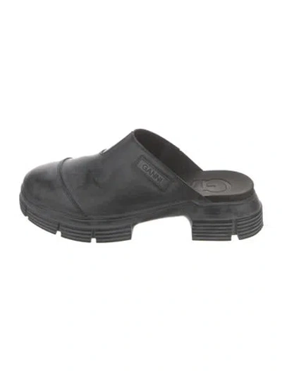 Pre-owned Ganni Rubber Mules In Black