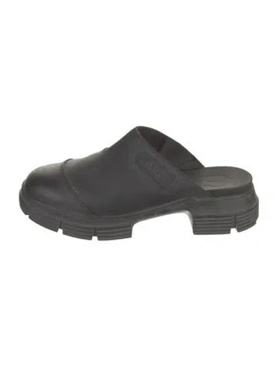 Pre-owned Ganni Rubber Mules In Black
