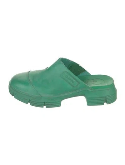 Pre-owned Ganni Rubber Mules In Green