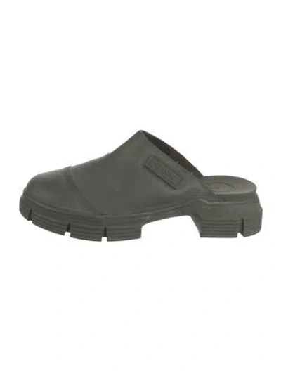 Pre-owned Ganni Rubber Mules In Green