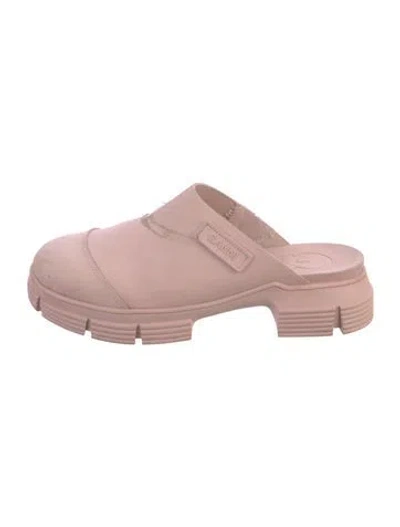 Pre-owned Ganni Rubber Mules In Pink