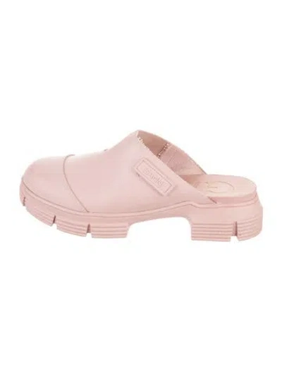 Pre-owned Ganni Rubber Mules In Pink