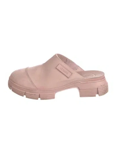 Pre-owned Ganni Rubber Mules In Pink