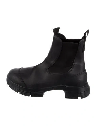 Pre-owned Ganni Rubber Rain Boots In Black