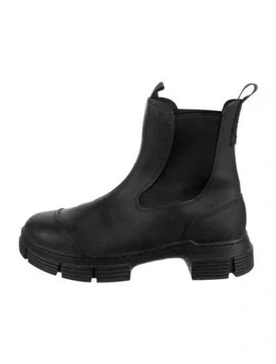 Pre-owned Ganni Rubber Rain Boots In Black