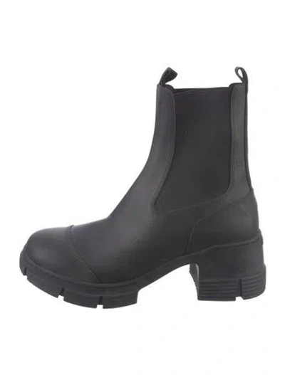 Pre-owned Ganni Rubber Rain Boots In Black