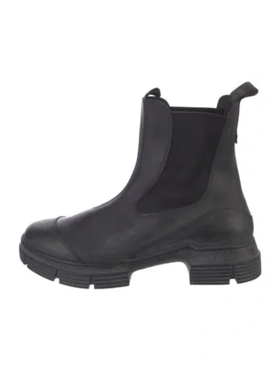 Pre-owned Ganni Rubber Rain Boots In Black