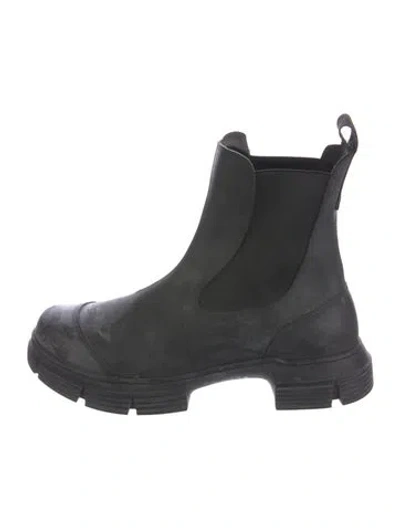 Pre-owned Ganni Rubber Rain Boots In Black