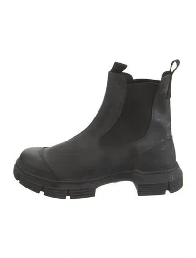 Pre-owned Ganni Rubber Rain Boots In Black