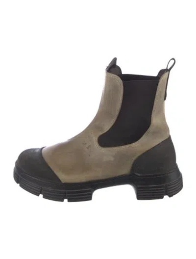 Pre-owned Ganni Rubber Rain Boots In Brown