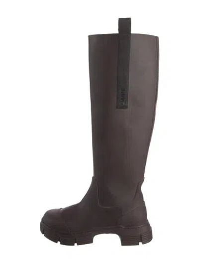 Pre-owned Ganni Rubber Rain Boots In Brown