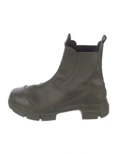 Pre-owned Ganni Rubber Rain Boots In Green