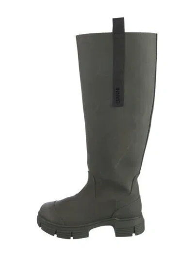 Pre-owned Ganni Rubber Rain Boots In Green