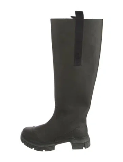 Pre-owned Ganni Rubber Rain Boots In Green