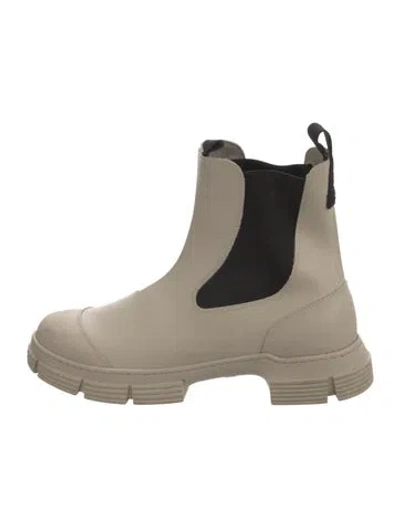 Pre-owned Ganni Rubber Rain Boots In Neutral