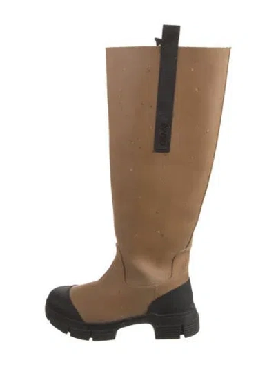 Pre-owned Ganni Rubber Rain Boots In Neutral