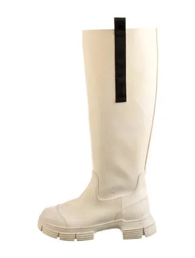 Pre-owned Ganni Rubber Rain Boots In Neutral