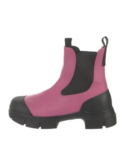 Pre-owned Ganni Rubber Rain Boots In Pink