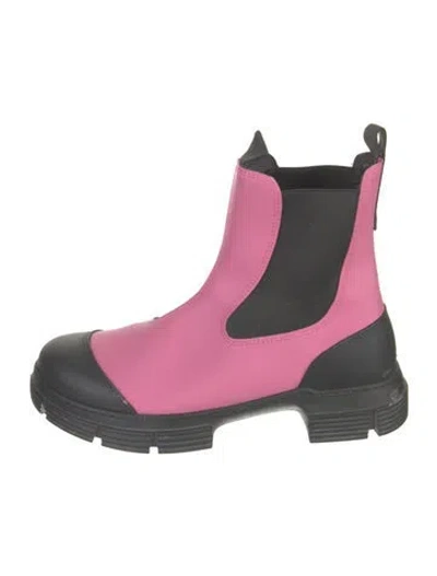 Pre-owned Ganni Rubber Rain Boots In Pink