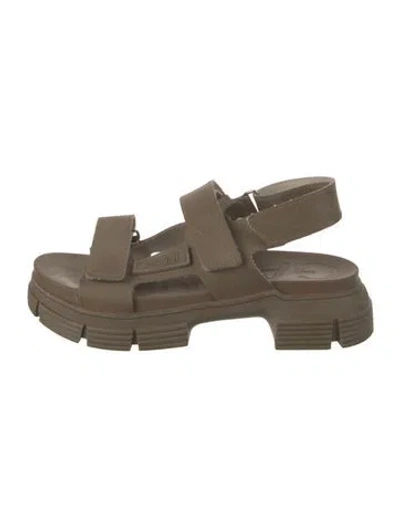 Pre-owned Ganni Rubber Sandals In Green