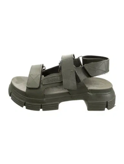 Pre-owned Ganni Rubber Sandals In Green