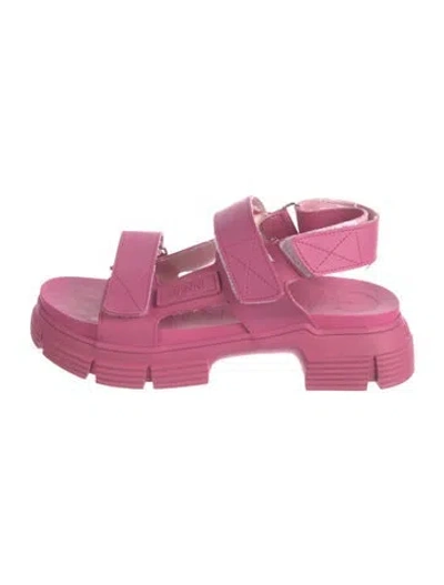 Pre-owned Ganni Rubber Sandals In Pink