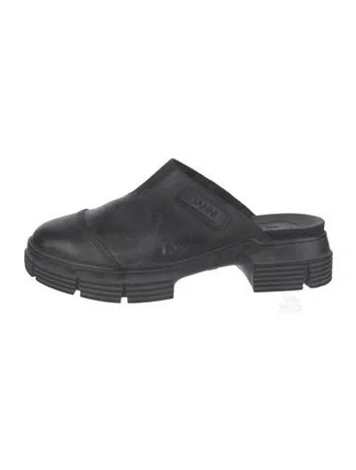 Pre-owned Ganni Rubber Slides In Black