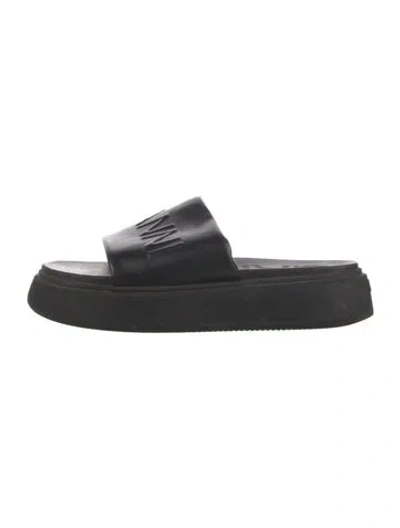 Pre-owned Ganni Rubber Slides In Black