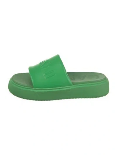 Pre-owned Ganni Rubber Slides In Green