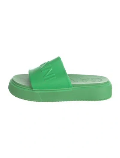 Pre-owned Ganni Rubber Slides In Green