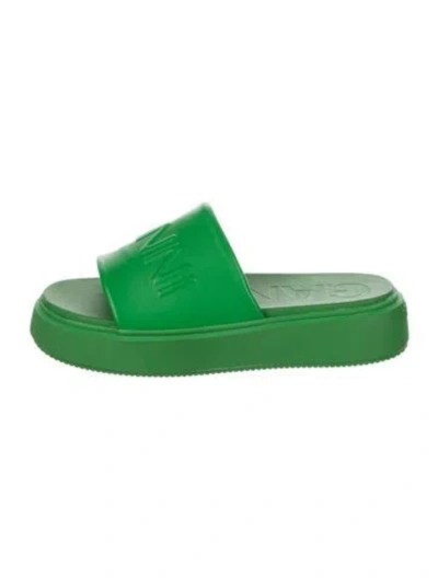 Pre-owned Ganni Rubber Slides In Green