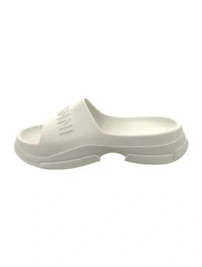 Pre-owned Ganni Rubber Slides In White
